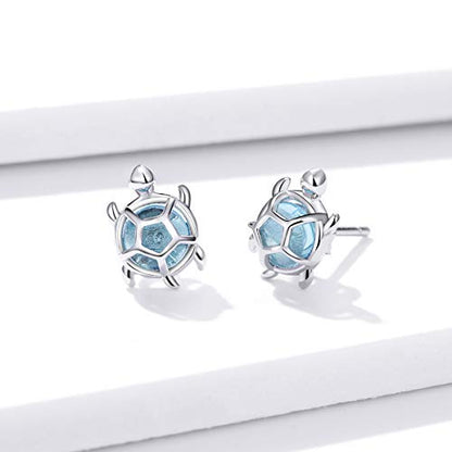 Cute Stud Earrings for Women Dachshund Koi Fish Sea Star Sea Turtle Sea Conch Earrings 14K Gold Plated Dainty Stud Earring funky Jewerly - color: silver sea turtle conch