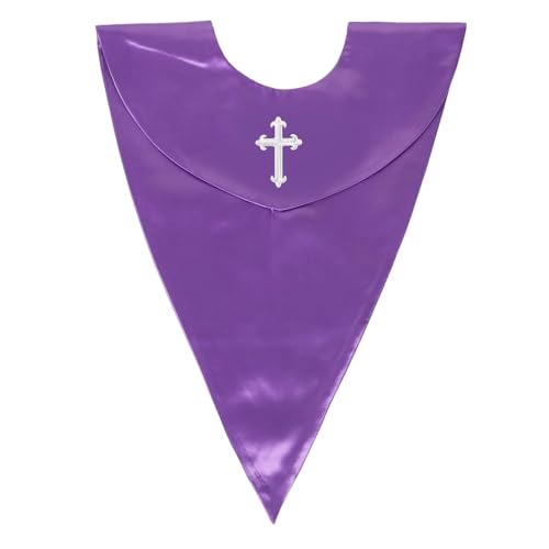 Unisex V-Shape Church Choir Stole with Cross for Adults Church - color: Lavender, size: Gold Cross