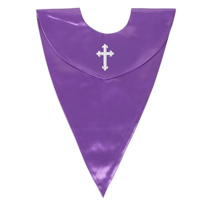 Unisex V-Shape Church Choir Stole with Cross for Adults Church - color: Lavender, size: Gold Cross