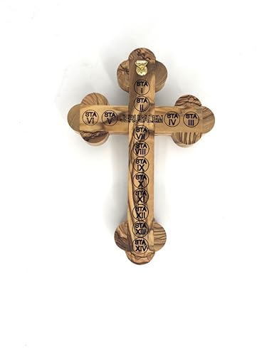 iHoly Land Crafts Mother of Pearl Olive Wood Crucifix Wall Cross, 9" x 6" - size: 9"L x 6"W