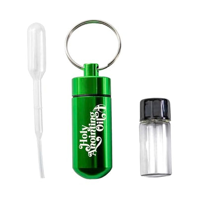 Logos Trading Post Anointing Oil Bottle with Green Keychain Container - color: Green