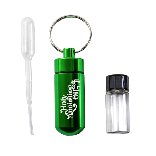 Logos Trading Post Anointing Oil Bottle with Green Keychain Container - color: Green