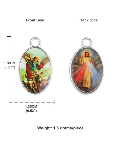 COTTVOTT Saint Therese of Lisieux/Saint Mother Teresa of Calcutta/Divine Mercy Jesus/Mater Dolorosa Patron Saint Medal Charm Pendant for DIY Rosary Necklace Bracelet Jewelry Making Part - color: 30pcs-Enamel St.Michael&Divine Mercy