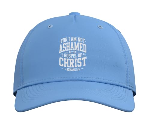 Not Ashamed Gospel Bible Verse God Jesus Christian Adjustable Baseball Hat - color: Light Blue
