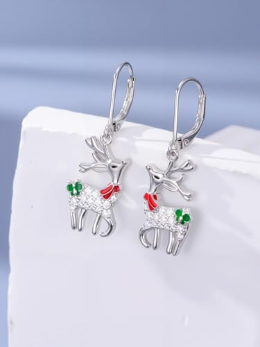 Dorunmo 925 Sterling Silver Dangle Drop Earrings for Women Holiday Earrings Hypoallergenic Halloween Christmas Jewelry Festival Gifts for Women - style: Christmas-Reindeer-02