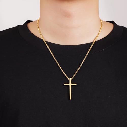 Exquisite Stainless Steel Cross Necklaces,A Perfect Blend of Gothic Style and Christian Faith, Suitable for Men and Women, Fashionable Accessories, Hypoallergenic Material - color: Gold02