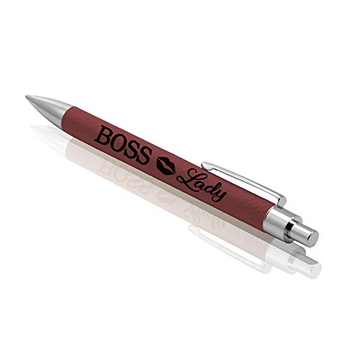 KATE POSH - BOSS Lady Burgundy Leather Pen, Classy Lips Design