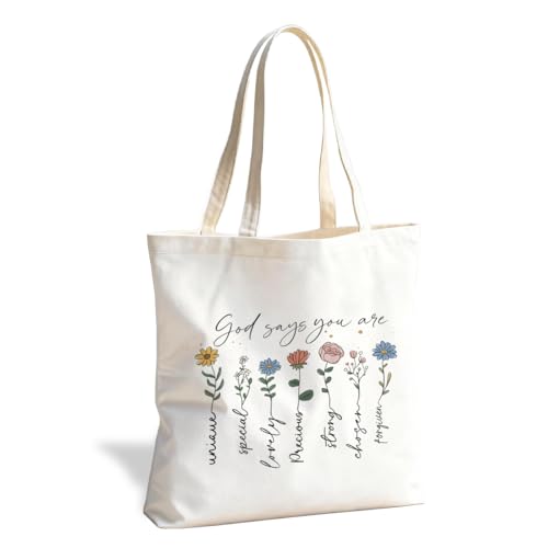 Christian Canvas Tote Bag for Women, Inspirational Faith Shoulder Bag - color: God 01