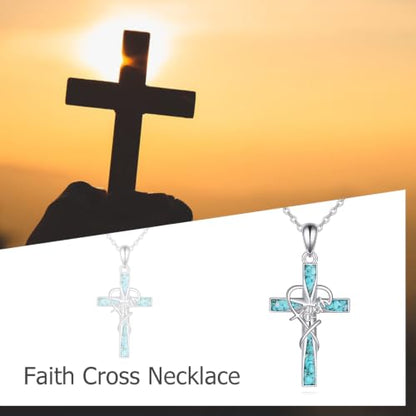 Cross Necklace Origami/Wooden/Caravaca/Faith Pendant Necklace Christian Religious Catholic Cross Jewelry Gift for Women Men - color: Faith Cross