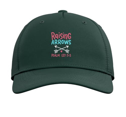 Raising Arrows - Christ Christian Psalm Bible Verses Adjustable Baseball Hat - color: Dark Green