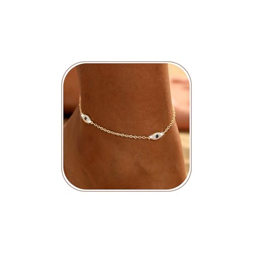 Ankle Bracelets for Women Waterproof Non Tarnish Anklet - style: Evil Eye-GD