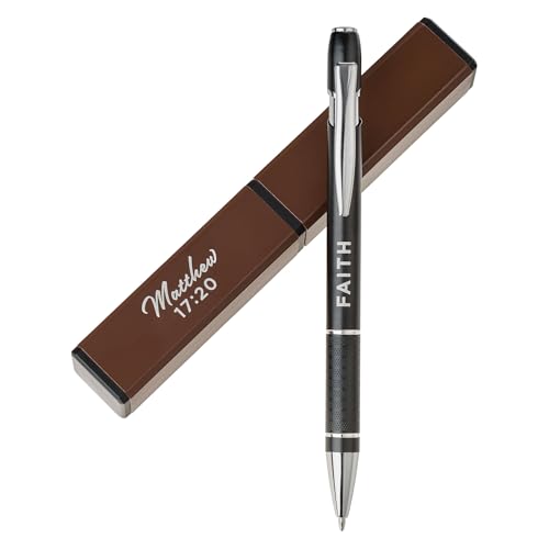 Christian Art Gifts Faith Ballpoint Pen for Men, Black & Brown - color: Black & Brown/Faith, size: 1 Count (Pack of 1)