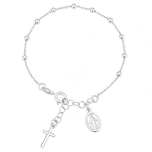 Elegant Silver-Tone Rosary Bracelet for Women, Beautiful Double Layered Catholic Jewelry, Versatile Virgin Mary Coin Hand Accessories Matching Daily Outfits Flawlessly