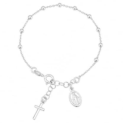Elegant Silver-Tone Rosary Bracelet for Women, Beautiful Double Layered Catholic Jewelry, Versatile Virgin Mary Coin Hand Accessories Matching Daily Outfits Flawlessly