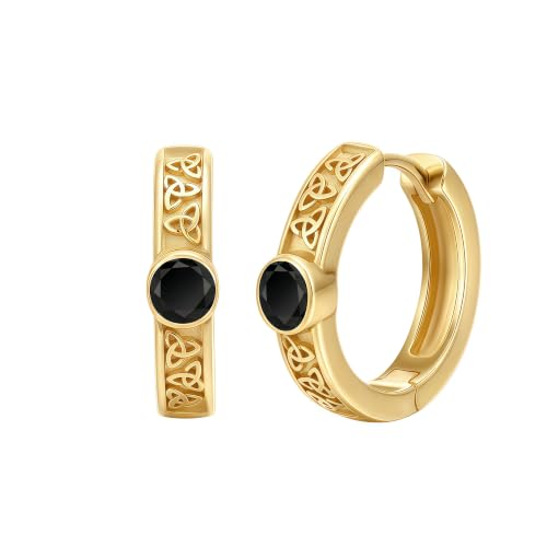 14K Gold Hoop Earrings for Women Gold Huggie Hoop Earring for Men - color: Celtic Knot-2