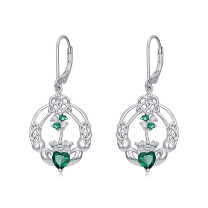 Dorunmo 925 Sterling Silver Dangle Drop Earrings for Women Holiday Earrings Hypoallergenic Halloween Christmas Jewelry Festival Gifts for Women - style: St. Patrick's Day-Clover-01