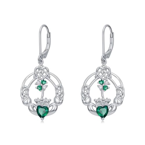 Dorunmo 925 Sterling Silver Dangle Drop Earrings for Women Holiday Earrings Hypoallergenic Halloween Christmas Jewelry Festival Gifts for Women - style: St. Patrick's Day-Clover-01