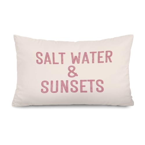 Lacama Pink Coastal Beach 12x20 Pillow Cover, Preppy Beach Room Decor - color: Coast-salt Water and Sunsets