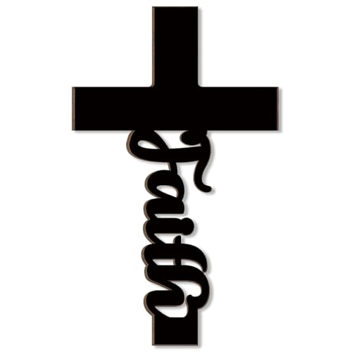 Uflashmi Wooden Cross Wall Decor, Faith Black Wall Cross, 9.8 Inch - color: Faith-Black