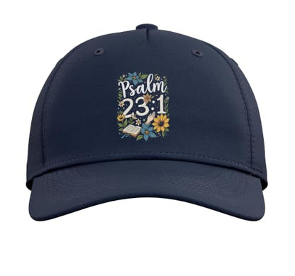 Psalm 23:1 Bible Verse Flowers Christian Women Adjustable Baseball Hat - color: Navy Blue
