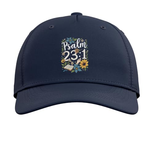 Psalm 23:1 Bible Verse Flowers Christian Women Adjustable Baseball Hat - color: Navy Blue