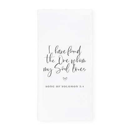 The Cotton & Canvas Co. I Have Found The One Whom My Soul Loves, Song of Solomon 3:4 Scripture, Bible, Religious, Soft and Absorbent Tea Towel, Flour Sack Towel and Dish Cloth