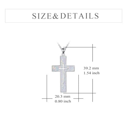 YFN Cross Necklace Sterling Silver Religious Cross Pendant Jewelry Christian Gifts for Women Men - style: A. White Opal