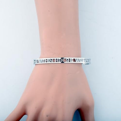 CHOORO Christian Gift Religious Psalm 46:5 God is Within Her She Will Not Fall Hollow Out Patterns Bracelet Bible Verse Gift For women (God is Within Her br)