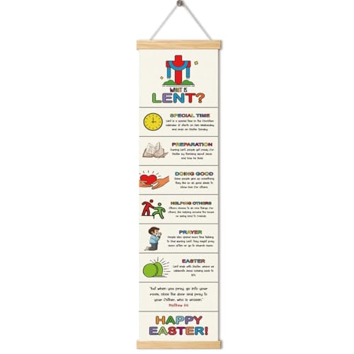 Easter Banner, What is Lent Poster, Rustic Hanging Door Banner, Wednesday Bible Study Supplies, Farmhouse Home Church Decor, Decorative Family Hanging of Scripture and Words Decorations 01 - color: Style 1