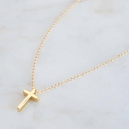 Austin Down to Earth, Tiny Cross Necklace, Simple Gold Cross Necklaces for Women, 14k Gold Filled Chain, Christian Gift for Baptism Confirmation Graduation - style: 16-18 inches, adjustable