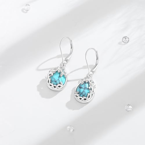 Vito Moonstone Turquoise Drop Earrings for Women, 925 Sterling Silver Hooks - style: Vine-Turquoise