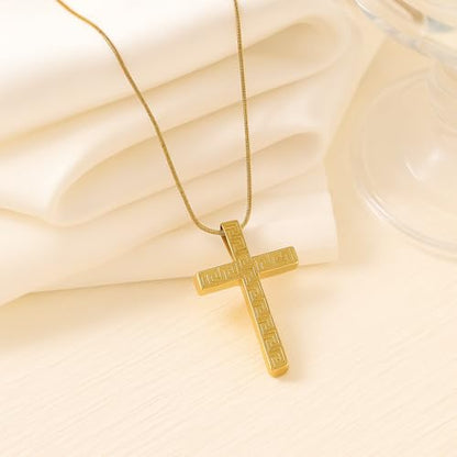 14K Gold Cross Necklace for Women Medium Infinity Dainty Crucifix Pendant Chain Necklace Minimalist Gold Chain - color: c3