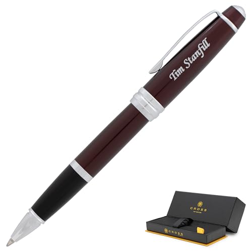 Cross Bailey Personalized Rollerball Pen in Red Lacquer with Chrome Trim - color: Red