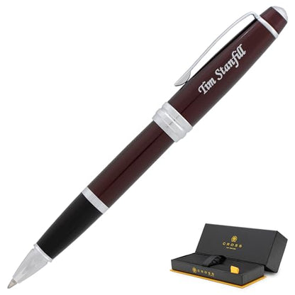 Cross Bailey Personalized Rollerball Pen in Red Lacquer with Chrome Trim - color: Red