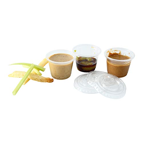 200-1oz Clear Polypropylene Small Plastic Containers | cups | with lids - size: Small (Pack of 1)