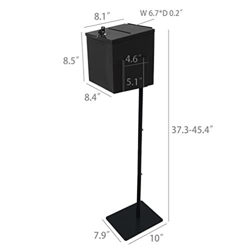 FixtureDisplays® Black Metal Donation Box Floor Stand Lobby Foyer Tithes & Offering Suggestion Collection Ballot Box 11065+10918-BLACK