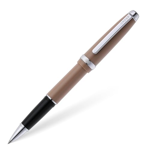 Cross Lume Mocha Polished Chrome Rollerball Pen, Medium Point, Black Ink - color: Brown
