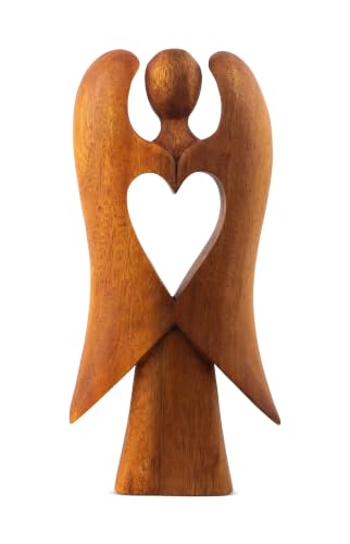 G6 Collection Wooden Handmade Abstract Statue, Guardian Angel Figurine 12" - style: Angel of Love