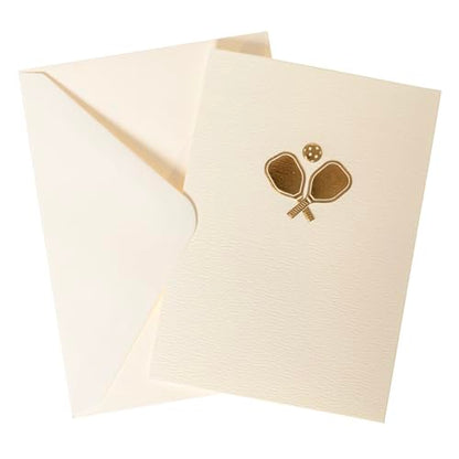 Graphique Pickleball Cards, Pack of 10 Cards with Envelopes, All Occasion Greetings, Blank Inside, Embossing and Gold Foil Accents, La Petite Press Collection Boxed Set, 3.25" x 4.75" - color: Pickleball Rackets