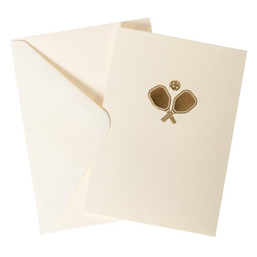 Graphique Pickleball Cards, Pack of 10 Cards with Envelopes, All Occasion Greetings, Blank Inside, Embossing and Gold Foil Accents, La Petite Press Collection Boxed Set, 3.25" x 4.75" - color: Pickleball Rackets