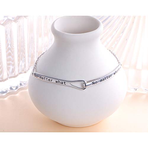 Sterling Silver Engraved Inspirational Adjustable Infinity Bracelet Graduation Gift for Mother Sister Best Friend Jewelry for Women - style: No matter where no matter what