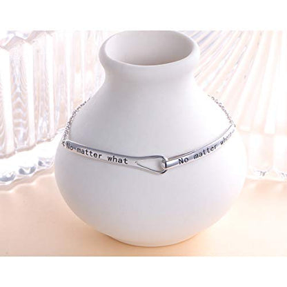 Sterling Silver Engraved Inspirational Adjustable Infinity Bracelet Graduation Gift for Mother Sister Best Friend Jewelry for Women - style: No matter where no matter what