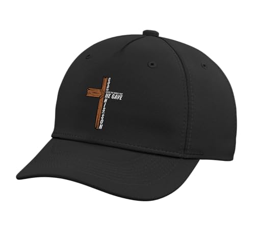 God So Loved The World John 3 16 Christian Men Women Kids Adjustable Baseball Hat - color: Black