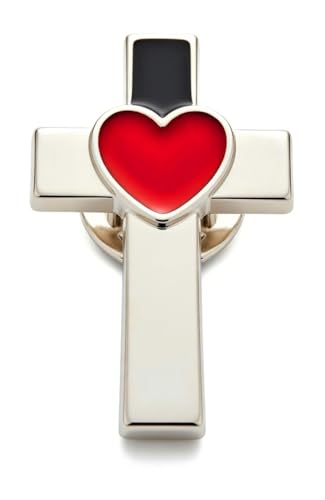 Bulk 50 Pack Deluxe Chrome Cross With Heart Accent Lapel Pins - Perfect Christian Fashion Accessory Or Decorative Jewelry Item For Men And Women - Each Pin Individually Packaged
