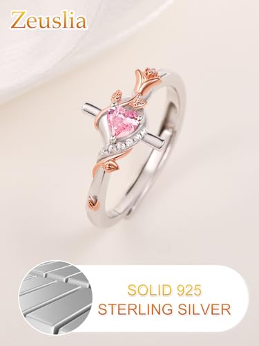 Birthday Gifts Birthstone Rings for Women 925 Sterling Silver Birthstone Rings Anchor/Tree of Life/Snake/Rose Cross Faith Religous Jewelry Gift for Wife Mom Grandma - color: 10-Tourmaline (C), style: Rose Cross