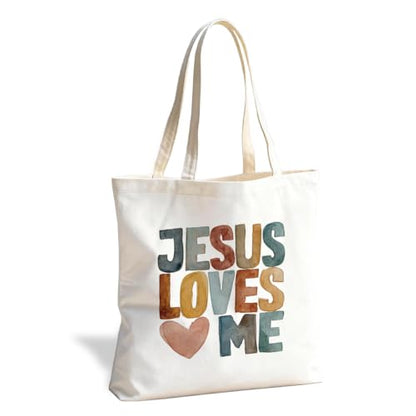 Christian Canvas Tote Bag for Women, Inspirational Faith Shoulder Bag - color: Jesus 01