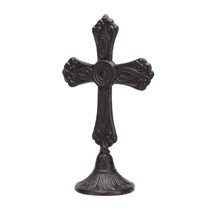 BRASSTAR Cast Iron Circular Base Cross Statue 10.3in (H)