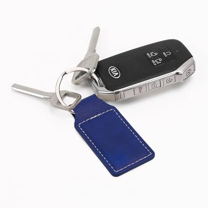 LaserGram Rectangle Keychain, Christian Cross, Personalized Engraving Included - color: Dark Blue