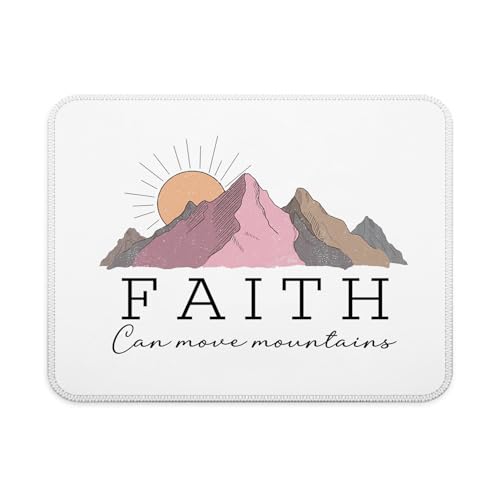 Inspirational Christian Mouse Pad, Faith Can Move Mountains, Motivational Religious Bible Verse Mouse Pad for Work Computers Laptop Home Office Dorm Desk Accessories, 9.5x7.9 Inch - color: Interesting text Mouse pad L