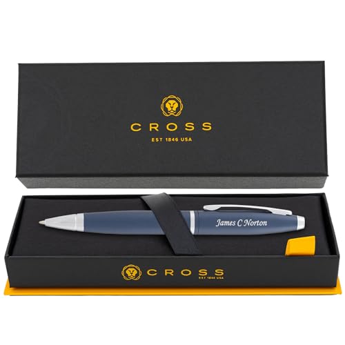 Cross Calais Personalized Ballpoint Pen in Matte Blue with Chrome Trim - color: Matte Blue